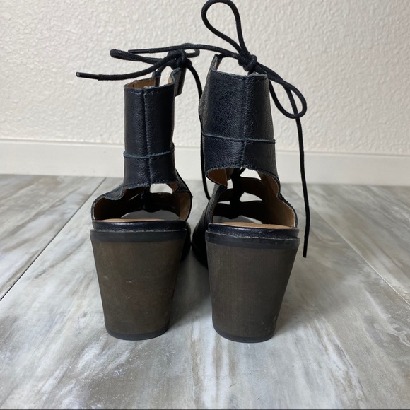 Kelsi Dagger Booties Black Heeled Cage Lace Up - Picture 8 of 9